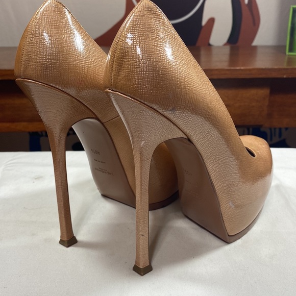 🌟🌟 YSL 9 1/2M WOMEN'S ROSE PATENT LEATHER TRIBTOO 80 PLATFORM PUMP SIZE 40 1/2 - Picture 11 of 12